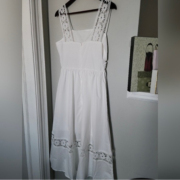 Crochet Daisy Insert Cottagecore Midi Dress - Picture 7 of 9